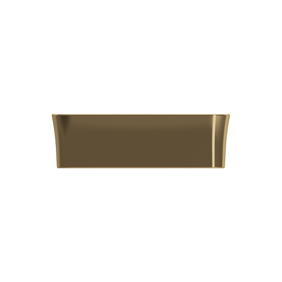 Sottile Square Vessel Fireclay 15.25 in. with Matching Drain Cover in Matte Gold