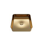 Sottile Square Vessel Fireclay 15.25 in. with Matching Drain Cover in Matte Gold