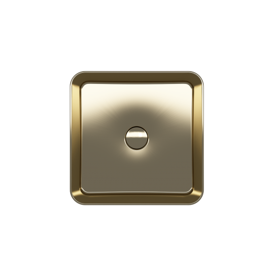 Sottile Square Vessel Fireclay 15.25 in. with Matching Drain Cover in Matte Gold