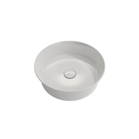 Sottile Round Vessel Fireclay 15 in. with Matching Drain Cover in White