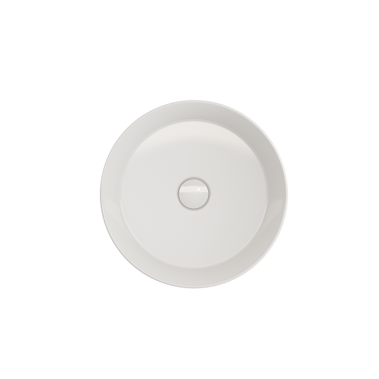 Sottile Round Vessel Fireclay 15 in. with Matching Drain Cover in White