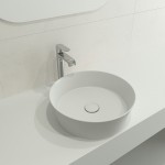 Sottile Round Vessel Fireclay 15 in. with Matching Drain Cover in Matte White