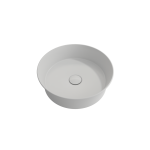 Sottile Round Vessel Fireclay 15 in. with Matching Drain Cover in Matte White