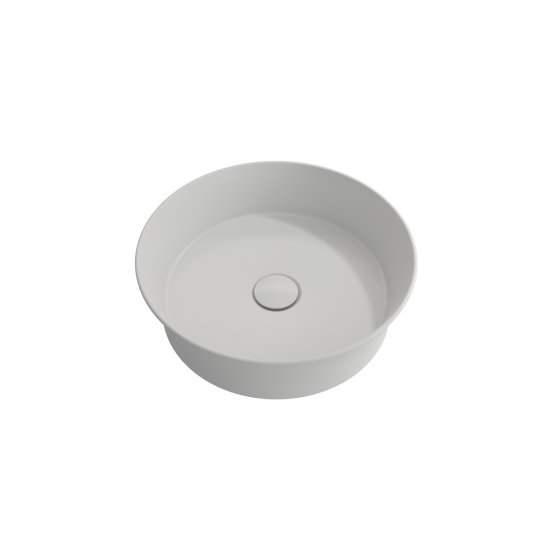 Sottile Round Vessel Fireclay 15 in. with Matching Drain Cover in Matte White