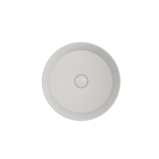 Sottile Round Vessel Fireclay 15 in. with Matching Drain Cover in Matte White