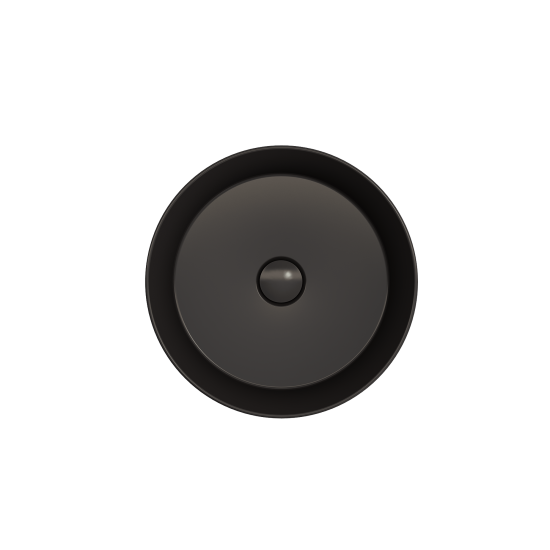 Sottile Round Vessel Fireclay 15 in. with Matching Drain Cover in Matte Black