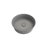 Sottile Round Vessel Fireclay 15 in. with Matching Drain Cover in Matte Gray