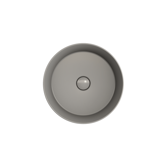 Sottile Round Vessel Fireclay 15 in. with Matching Drain Cover in Matte Gray