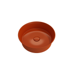 Sottile Round Vessel Fireclay 15 in. with Matching Drain Cover in Orange