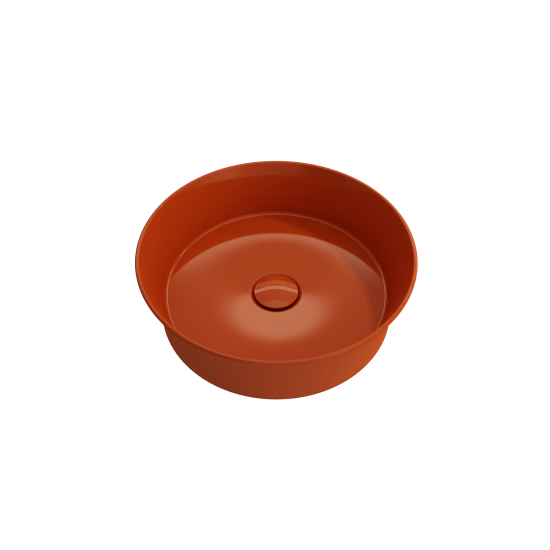 Sottile Round Vessel Fireclay 15 in. with Matching Drain Cover in Orange