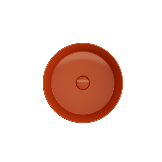 Sottile Round Vessel Fireclay 15 in. with Matching Drain Cover in Orange