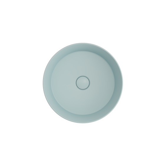 Sottile Round Vessel Fireclay 15 in. with Matching Drain Cover in Matte Ice Blue