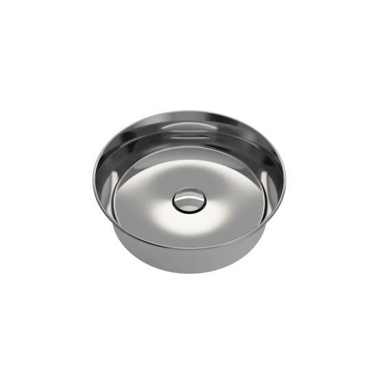 Sottile Round Vessel Fireclay 15 in. with Matching Drain Cover in Platinum