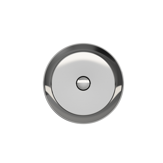 Sottile Round Vessel Fireclay 15 in. with Matching Drain Cover in Platinum