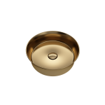 Sottile Round Vessel Fireclay 15 in. with Matching Drain Cover in Matte Gold