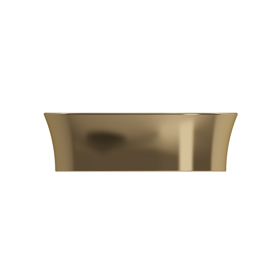 Sottile Round Vessel Fireclay 15 in. with Matching Drain Cover in Matte Gold