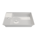 Sottile Rectangle Vessel Fireclay 23.5 in. 1-Hole Faucet Deck in White