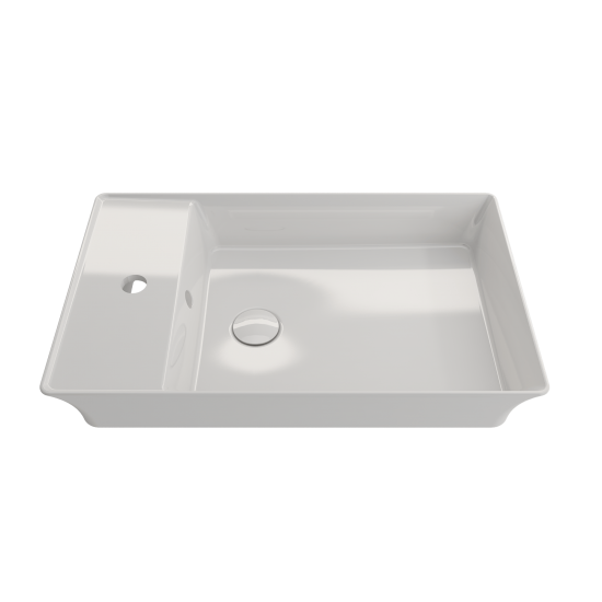 Sottile Rectangle Vessel Fireclay 23.5 in. 1-Hole Faucet Deck in White