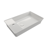 Sottile Rectangle Vessel Fireclay 23.5 in. 1-Hole Faucet Deck in White