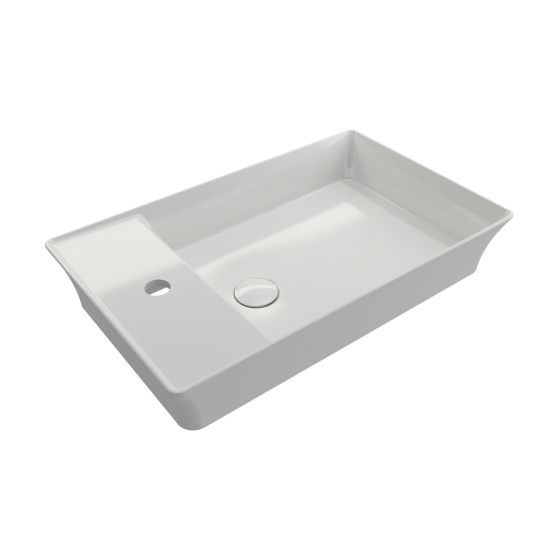Sottile Rectangle Vessel Fireclay 23.5 in. 1-Hole Faucet Deck in White