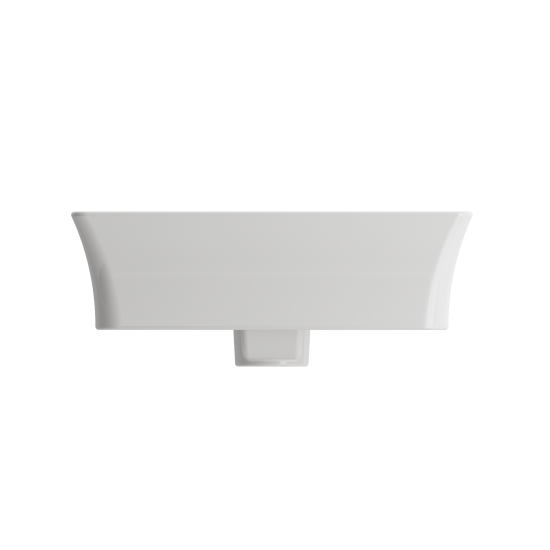 Sottile Rectangle Vessel Fireclay 23.5 in. 1-Hole Faucet Deck in White