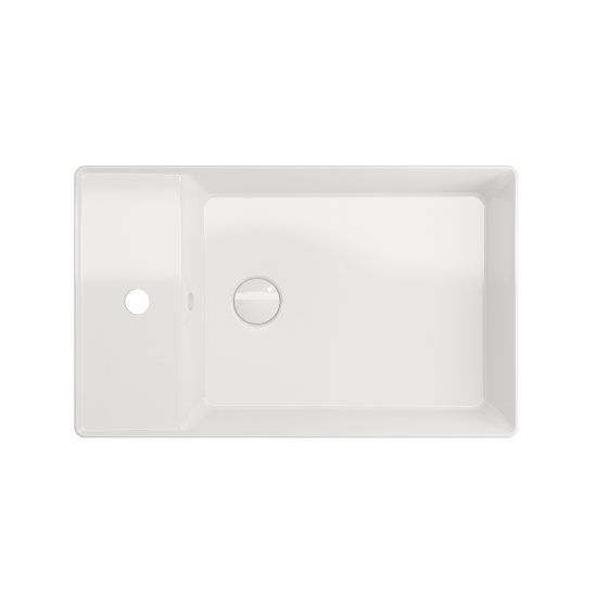 Sottile Rectangle Vessel Fireclay 23.5 in. 1-Hole Faucet Deck in White