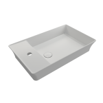 Sottile Rectangle Vessel Fireclay 23.5 in. 1-Hole Faucet Deck in Matte White