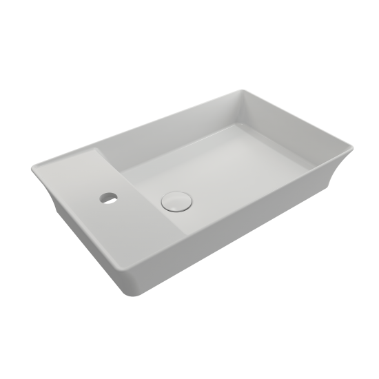 Sottile Rectangle Vessel Fireclay 23.5 in. 1-Hole Faucet Deck in Matte White