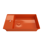 Sottile Rectangle Vessel Fireclay 23.5 in. 1-Hole Faucet Deck in Orange