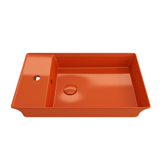 Sottile Rectangle Vessel Fireclay 23.5 in. 1-Hole Faucet Deck in Orange