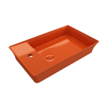 Sottile Rectangle Vessel Fireclay 23.5 in. 1-Hole Faucet Deck in Orange