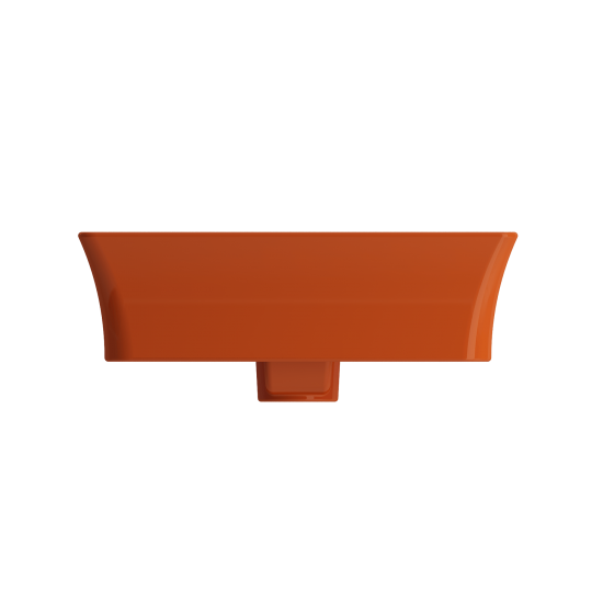 Sottile Rectangle Vessel Fireclay 23.5 in. 1-Hole Faucet Deck in Orange