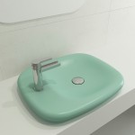 Fenice Vessel Fireclay 21.75 in. 1-Hole in Matte Mint Green