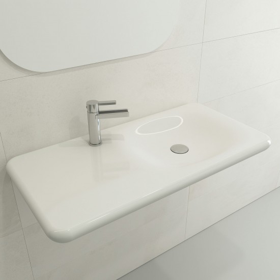 Fenice Wall-Mounted Sink Fireclay 35.5 in. 1-Hole in White
