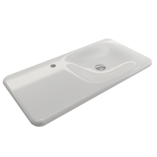 Fenice Wall-Mounted Sink Fireclay 35.5 in. 1-Hole in White