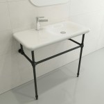 Fenice Wall-Mounted Sink Fireclay 35.5 in. 1-Hole in White