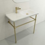 Fenice Wall-Mounted Sink Fireclay 35.5 in. 1-Hole in White