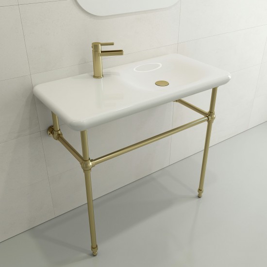 Fenice Wall-Mounted Sink Fireclay 35.5 in. 1-Hole in White