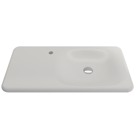 Fenice Wall-Mounted Sink Fireclay 35.5 in. 1-Hole in Matte White