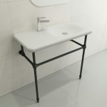 Fenice Wall-Mounted Sink Fireclay 35.5 in. 1-Hole in Matte White