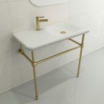 Fenice Wall-Mounted Sink Fireclay 35.5 in. 1-Hole in Matte White