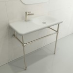 Fenice Wall-Mounted Sink Fireclay 35.5 in. 1-Hole in Matte White