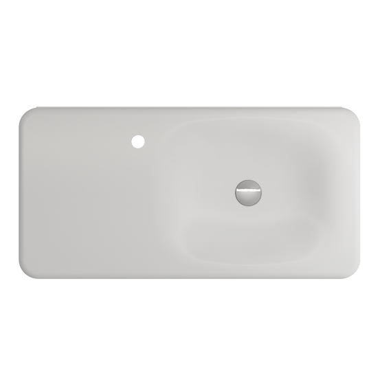 Fenice Wall-Mounted Sink Fireclay 35.5 in. 1-Hole in Matte White