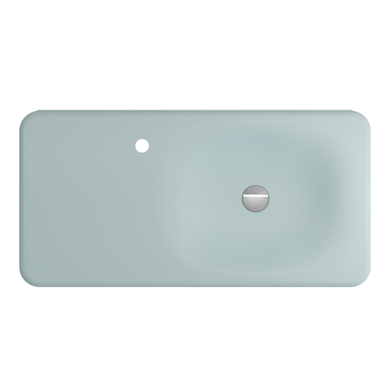 Fenice Wall-Mounted Sink Fireclay 35.5 in. 1-Hole in Matte Ice Blue