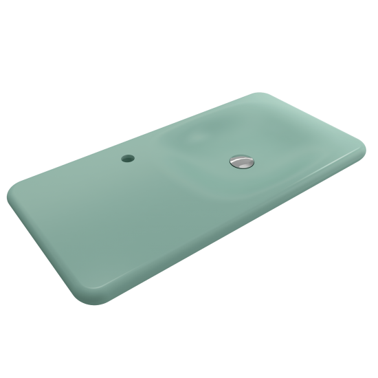 Fenice Wall-Mounted Sink Fireclay 35.5 in. 1-Hole in Matte Mint Green