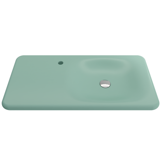 Fenice Wall-Mounted Sink Fireclay 35.5 in. 1-Hole in Matte Mint Green