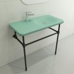 Fenice Wall-Mounted Sink Fireclay 35.5 in. 1-Hole in Matte Mint Green