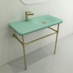 Fenice Wall-Mounted Sink Fireclay 35.5 in. 1-Hole in Matte Mint Green