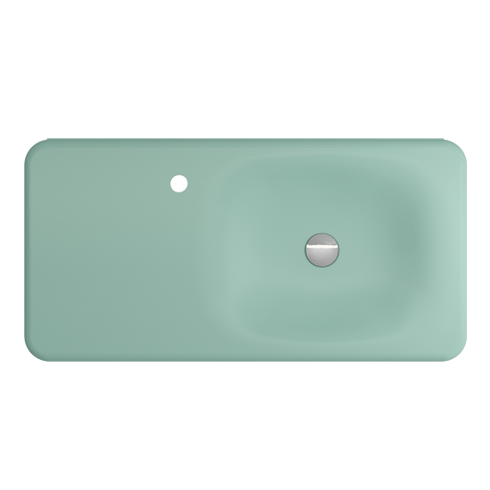 Fenice Wall-Mounted Sink Fireclay 35.5 in. 1-Hole in Matte Mint Green