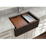 Contempo Step-Rim Apron Front Fireclay 27 in. in Matte Brown